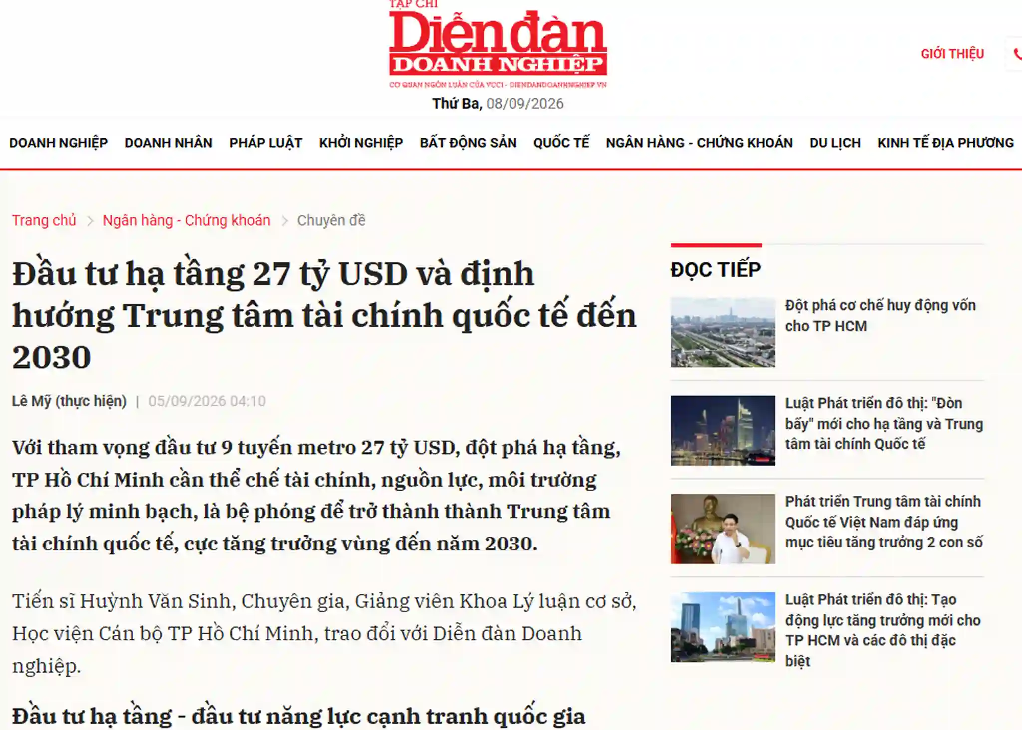 ĐẦu TƯ HẠ TẦng Tp.hcm 27 TỶ Usd Cho Metro VÀ BÀi ToÁn Trung TÂm TÀi ChÍnh QuỐc TẾ (1)
