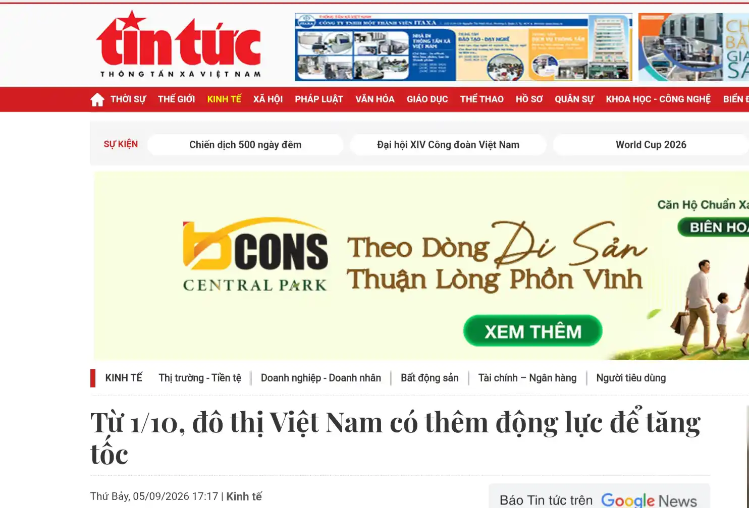 TỪ 01/10/2026: ĐÔ THỊ VIỆT NAM CÓ THÊM ĐỘNG LỰC ĐỂ TĂNG TỐC VÀ ĐỊNH HÌNH LẠI DÒNG VỐN BẤT ĐỘNG SẢN